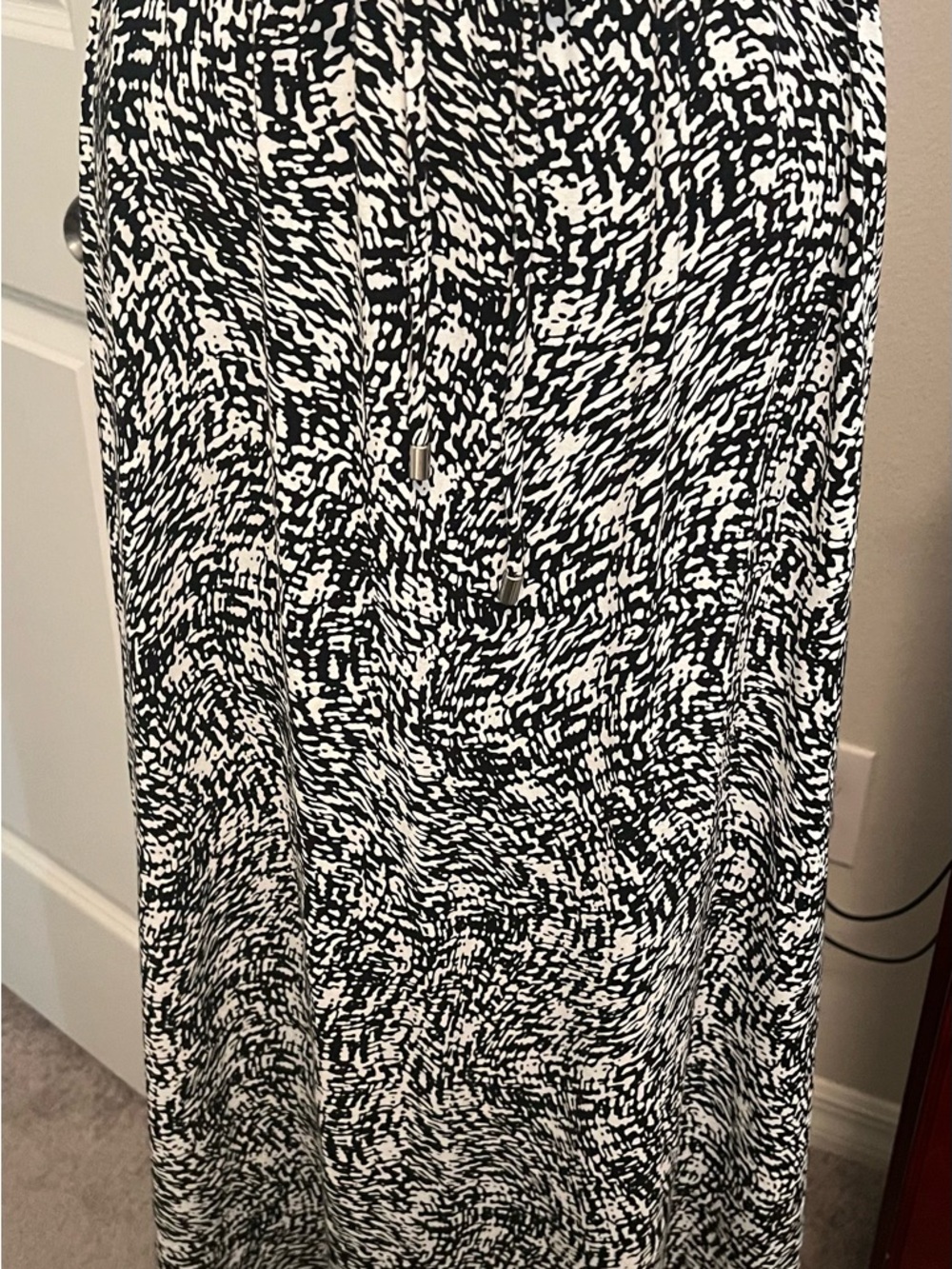 Cynthia Rowley Black & White Abstract Maxi Skirt